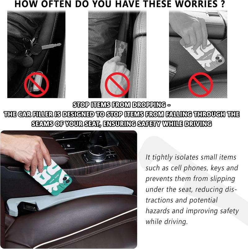 Junecarp Car Seat Gap Filler 2 Pack,Flexible Car Gap Filler Organizer to Impede Items from Dropping,Essential Interior Car Accessories Seat Gap Plug Perfectly Fits Car Gap (Gray) - Image 5